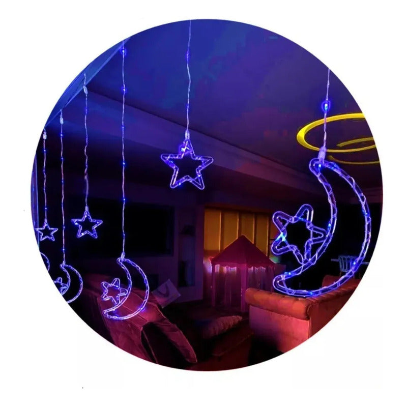 Cortina de Luces de Navidad Lunas y Estrellas 3m Multicolor
