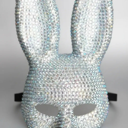 Antifaz Máscara Conejo Cosplay Halloween Unisex Piedras Cris Brillos