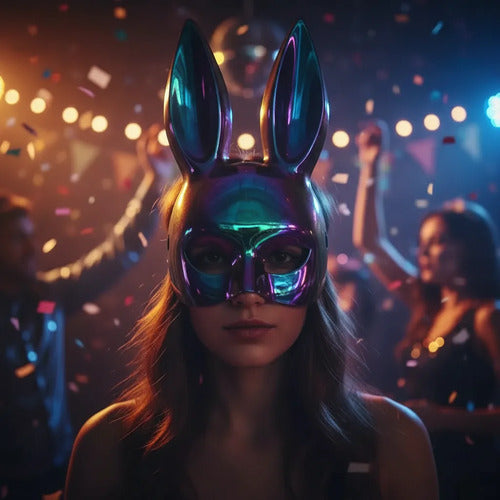 Antifaz Tornasol Máscara Conejo Cosplay Halloween Unisex Tornasol