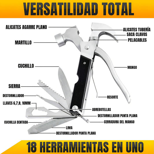 Martillo 18 En 1 Herramienta Compacta Portátil