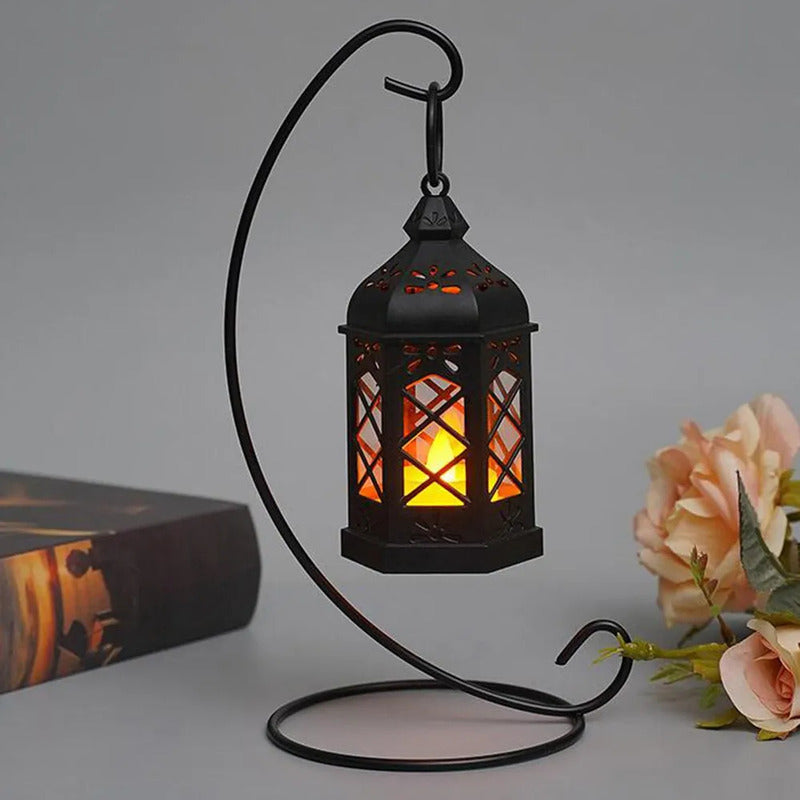 Linterna De Farol Con Vela Retro Negro - Estilo Vintage
