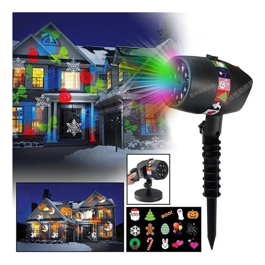 Proyector de Luces Navideñas y Festivas con 12 Diapositivas