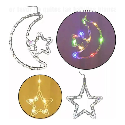 Cortina de Luces de Navidad Lunas y Estrellas 3m Multicolor