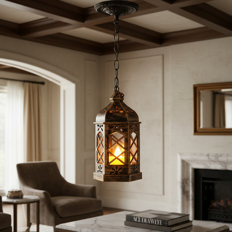 Linterna de Farol Retro con Vela LED - Estilo Vintage