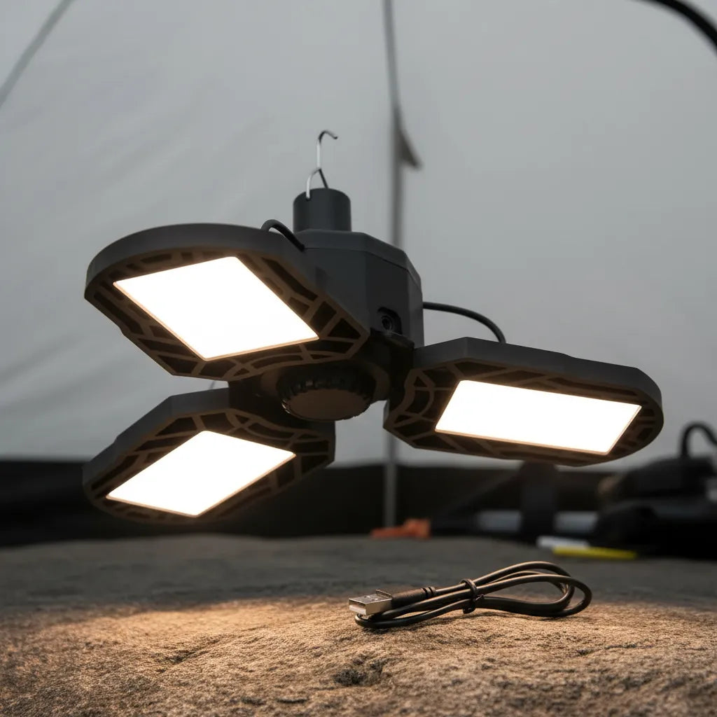 Lámpara LED Recargable con Gancho para Camping y Emergencias