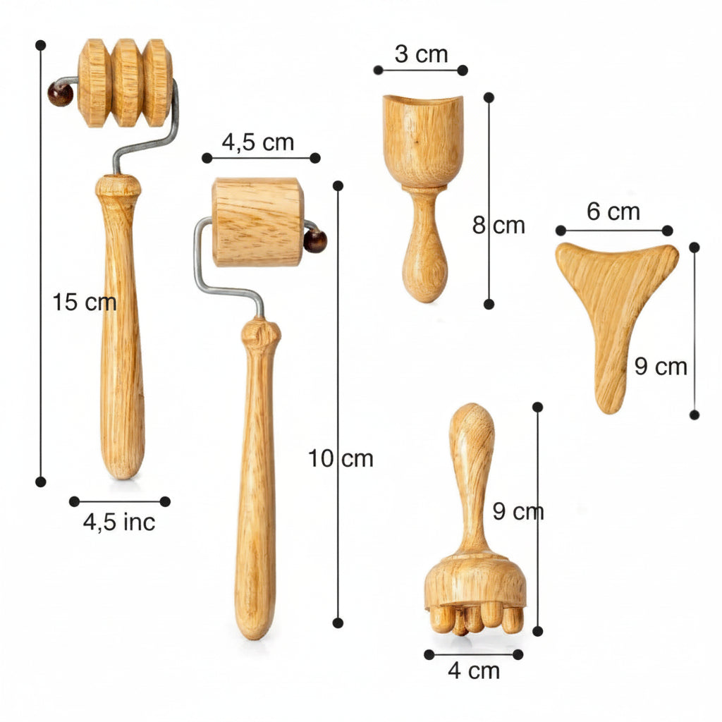 Kit De Maderoterapia Facial 6 Piezas para el Cuidado de la Piel
