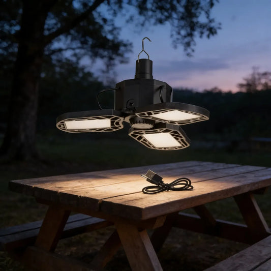Lámpara LED Recargable con Gancho para Camping y Emergencias