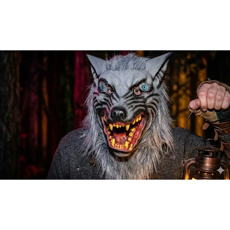 Mascara Lobo Feroz Látex Con Pelo Disfraz Halloween