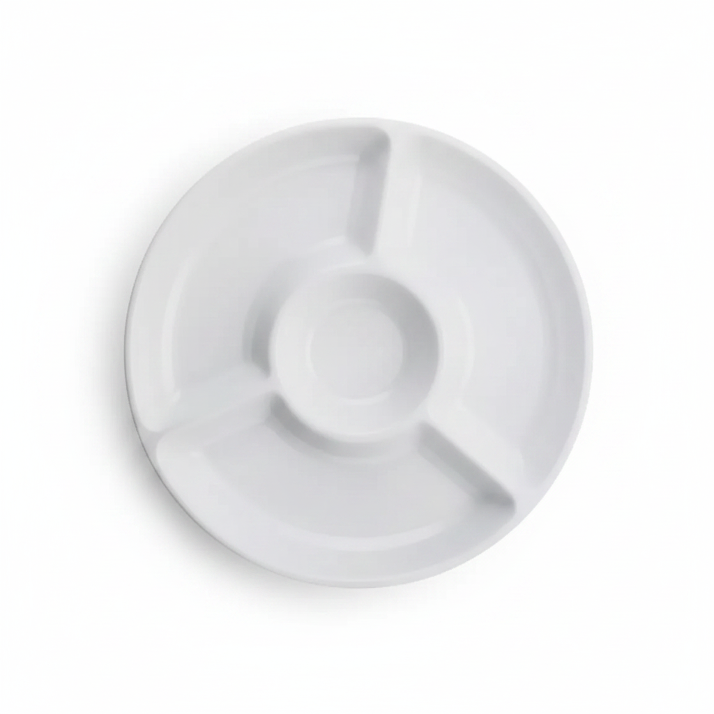 Plato Redondo Mediano para Pasabocas con 5 Divisiones