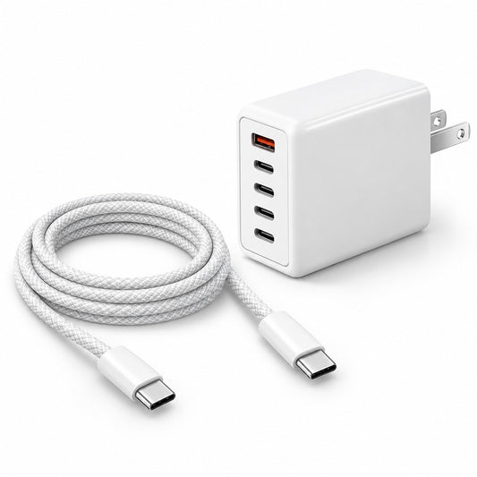 Cargador Multipuerto 5 en 1 + Cable USB-C a USB-C de 1 Metro