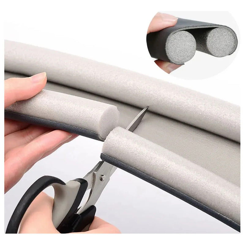 Protector doble para puerta en tela Oxford gris