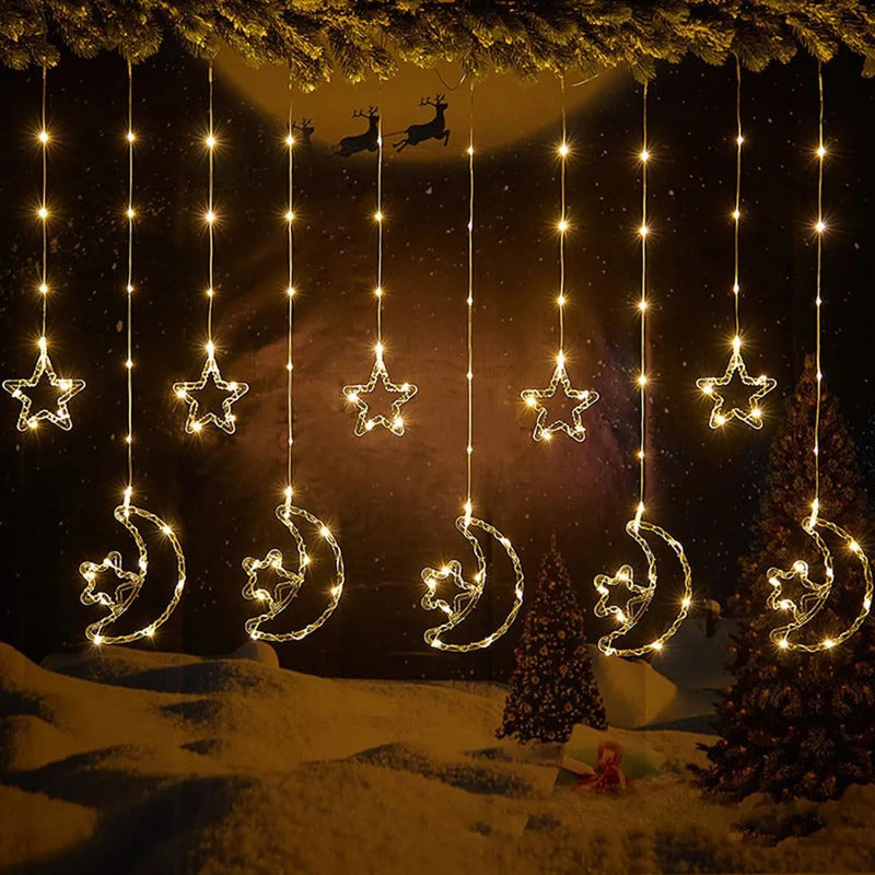 Cortina de Luces de Navidad Lunas y Estrellas 3m Multicolor