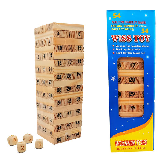 Juego de Torre de Madera 54 Piezas - Diversión en Familia