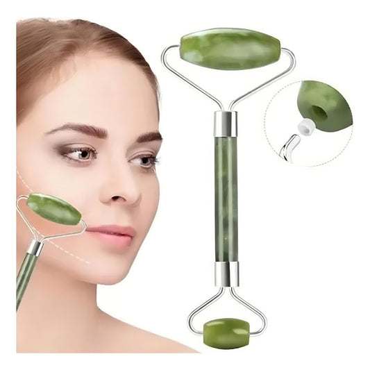 Rodillo Masajeador Facial de Jade Verde para el Cuidado de la Piel