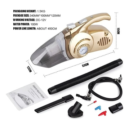 Aspiradora 4 en 1 para Carro con Compresor y Linterna 110V