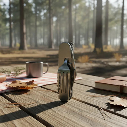 Navaja Multiuso de Camping con Cubiertos Plateados