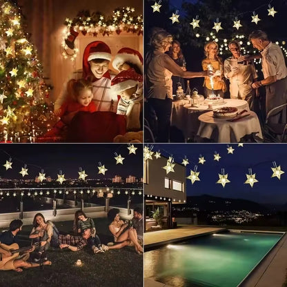 Guirnalda Solar de Luces de Estrella para Exteriores 50 LED
