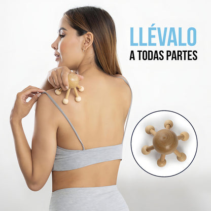 Masajeador de Madera Portátil en Forma de Pulpo