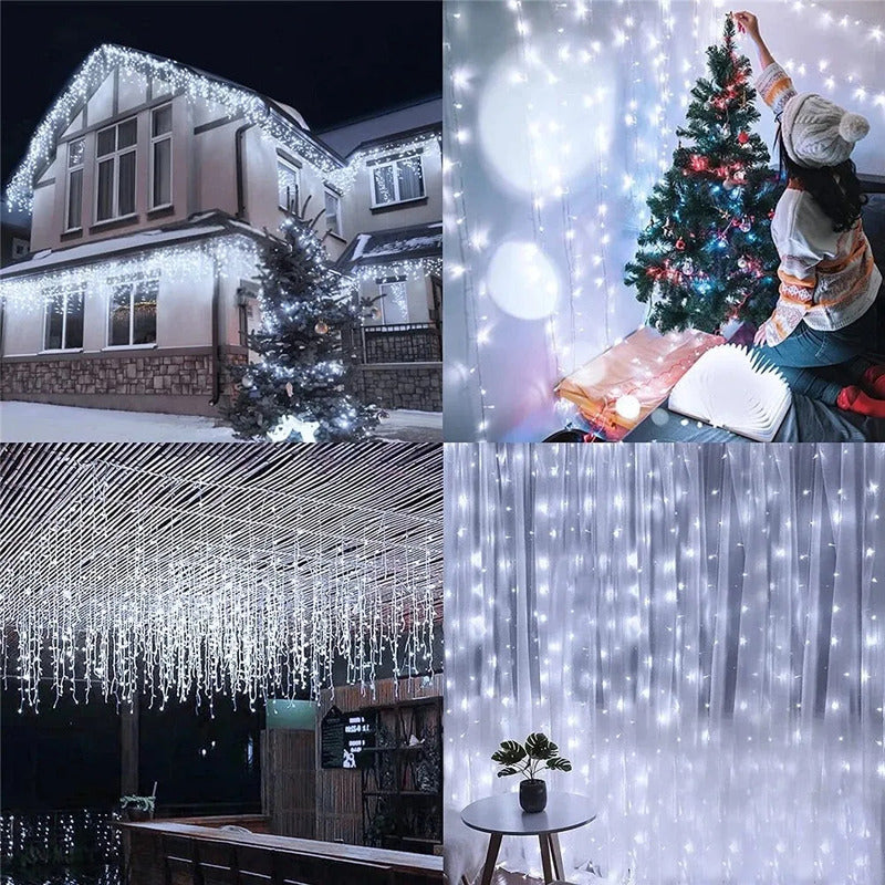 Cortina de 200 Luces LED Decorativas 6m x 45cm para Navidad