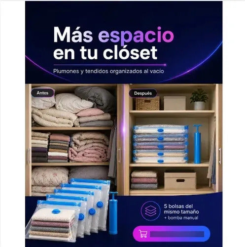 Bolsas Al Vacío Ahorradoras de Espacio con Bomba