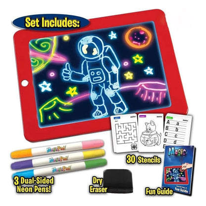 Tablero De Dibujo Luz LED Magic Pad X5 Con Marcadores