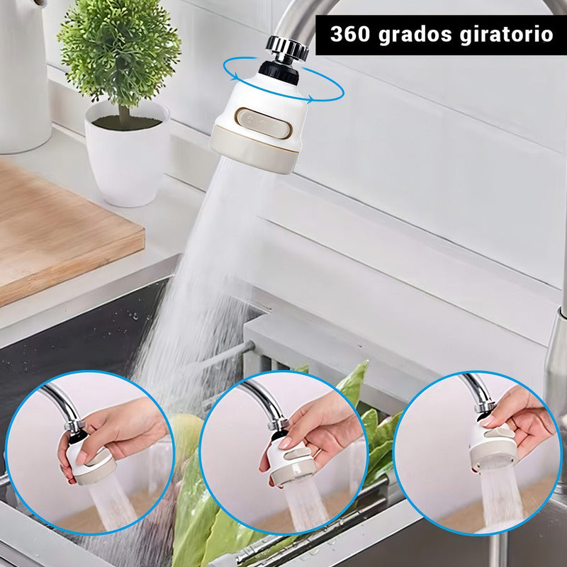 Grifo Ahorrador Gira 360° con 3 Flujos de Agua Purificada