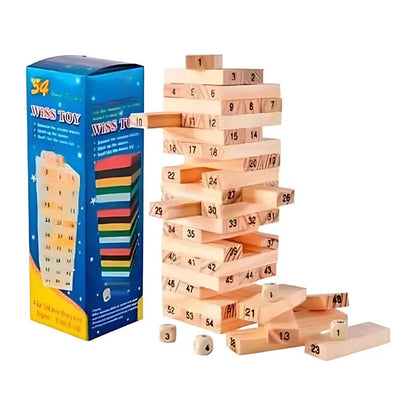 Juego de Torre de Madera 54 Piezas - Diversión en Familia
