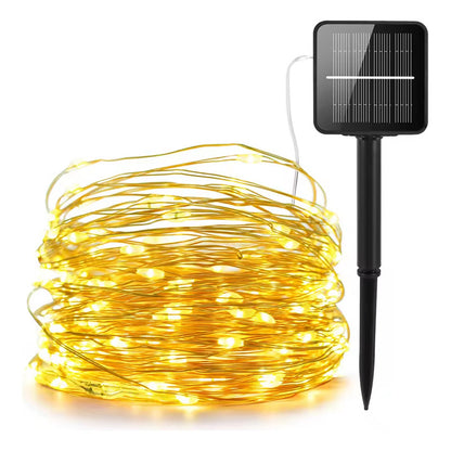 Luces Decorativas de Alambre de 10 m con Panel Solar para Navidad