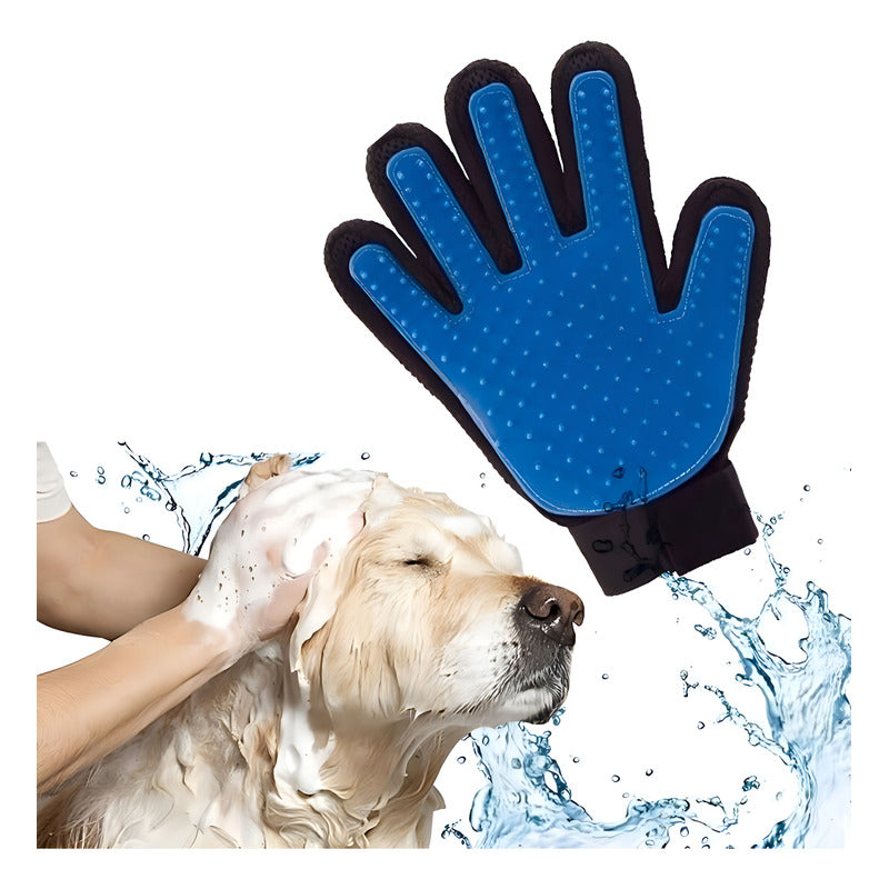 Guante Masajeador de Silicona para Mascotas - Azul