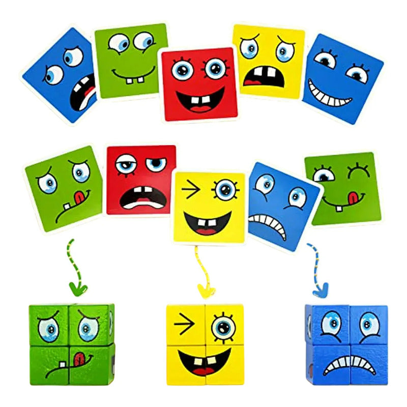 Juego Rompecabezas de Expresiones con Cubos para Niños