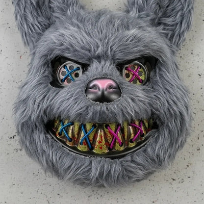 Máscara Conejo Led Asesino Terror Halloween Disfraz Gris Oscuro