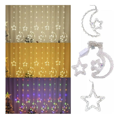 Cortina de Luces de Navidad Lunas y Estrellas 3m Multicolor