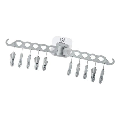 Tendedero Plegable Adhesivo para Ropa con Ganchos