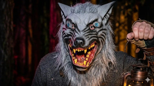 Máscara de Lobo Feroz de Látex para Disfraz Halloween