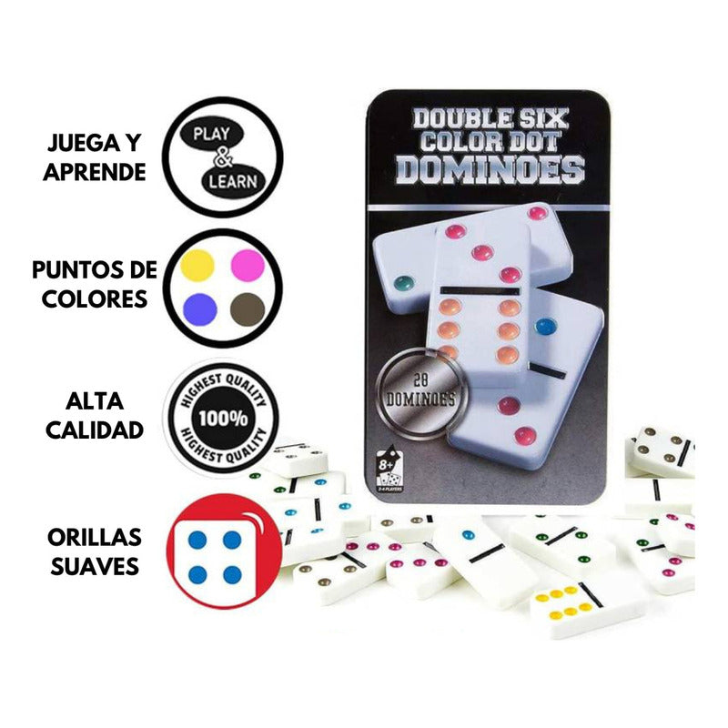 Dominó Clásico Doble 6 - Juego de Mesa con Estuche Metálico