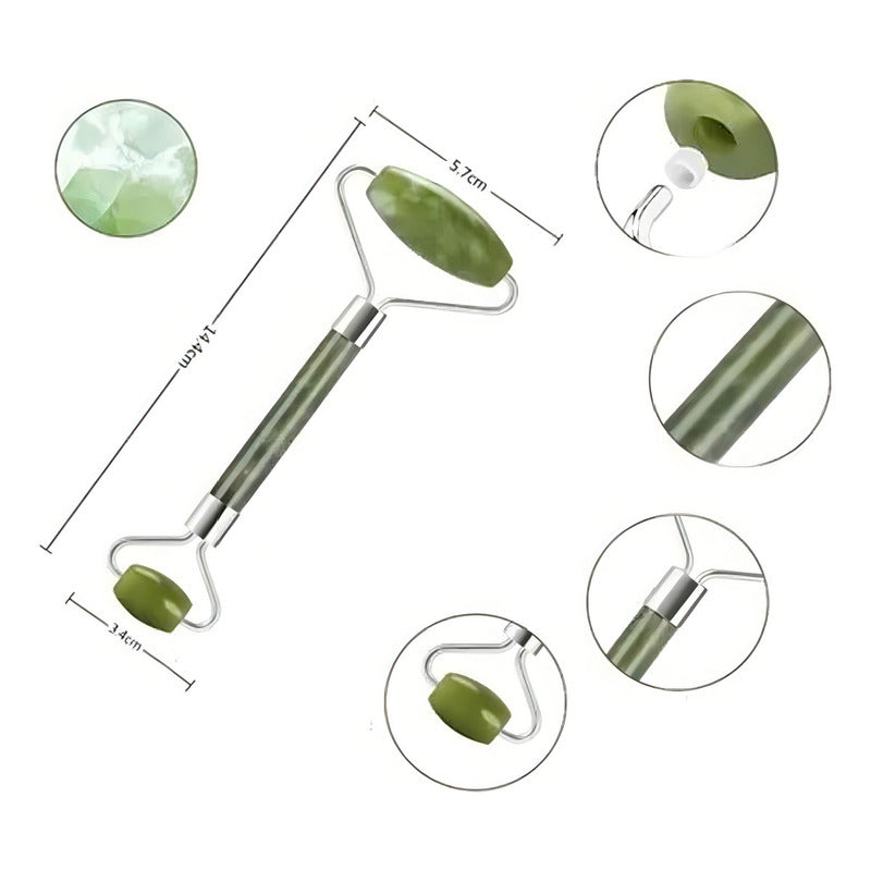 Masajeador Facial Rodillo Jade + esponjilla silicona (obsequio)