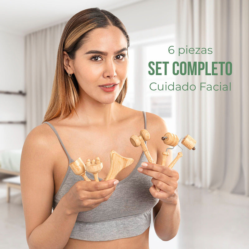 Kit de Maderoterapia Facial de 6 Piezas - Masaje Spa en Casa