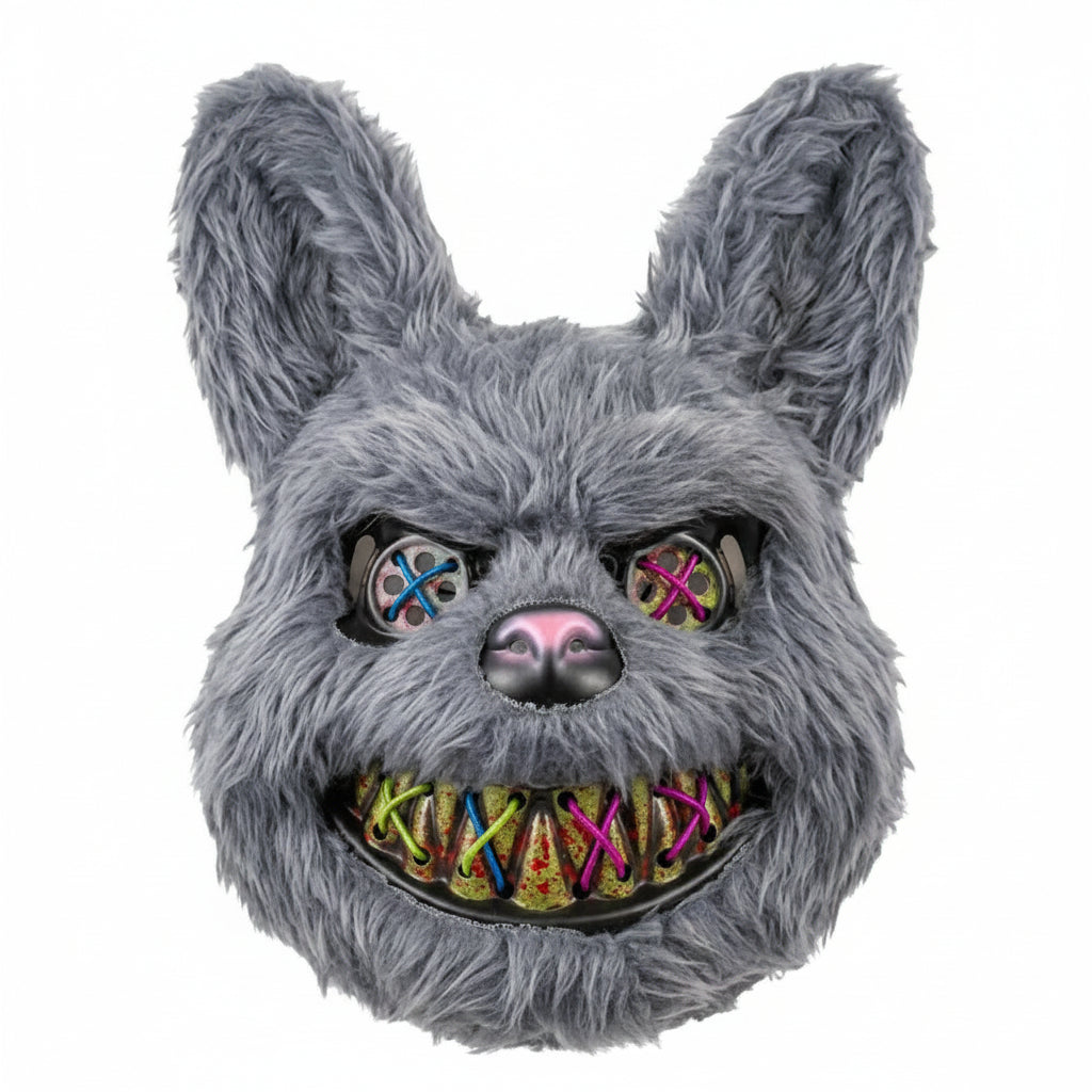 Máscara Conejo Led Asesino Terror Halloween Disfraz Gris Oscuro