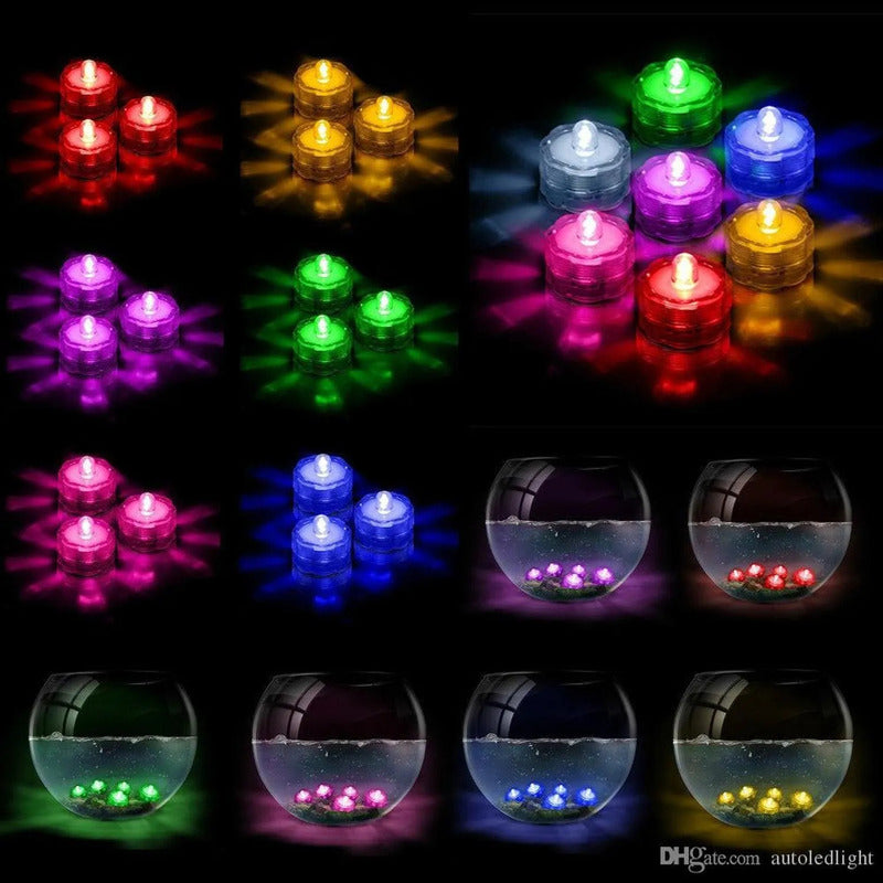 Set de 12 Velas LED Sumergibles para Decoración del Hogar
