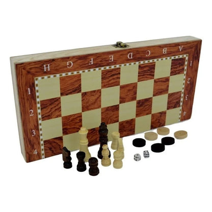 Tablero 3 En 1: Ajedrez, Damas y Backgammon