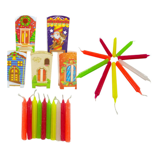 Combo Navideño: 10 Faroles, 10 Velas y 5 Tarjetas Surtidas