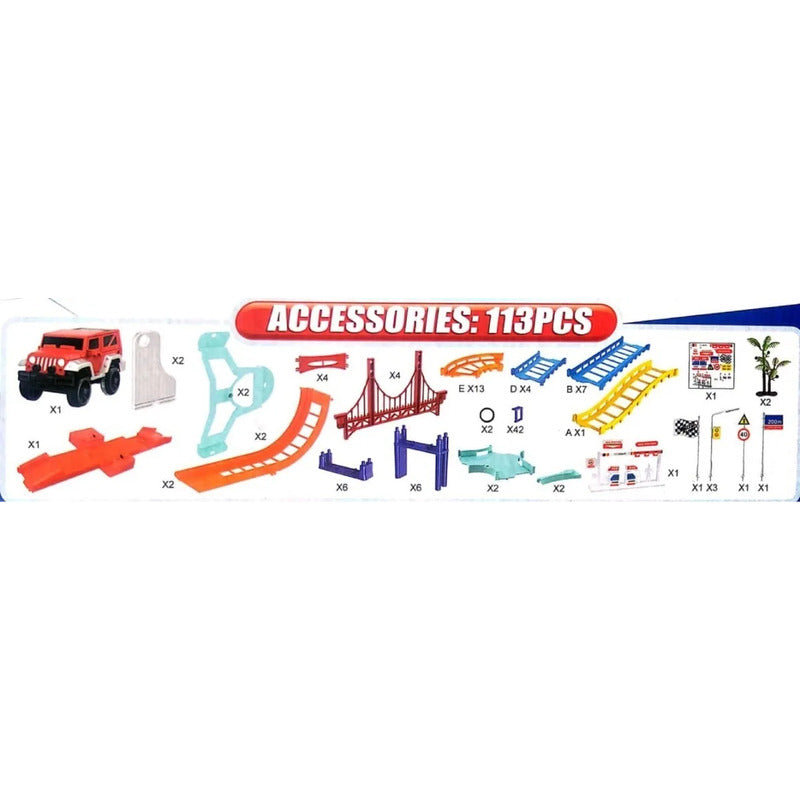 Pista Sliper Track Series Con Puente Giratorio 180° - 113 Piezas