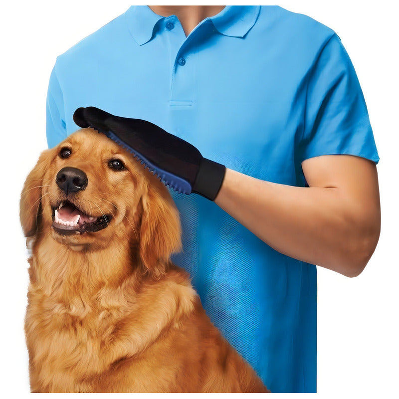 Guante Masajeador de Silicona para Mascotas - Azul