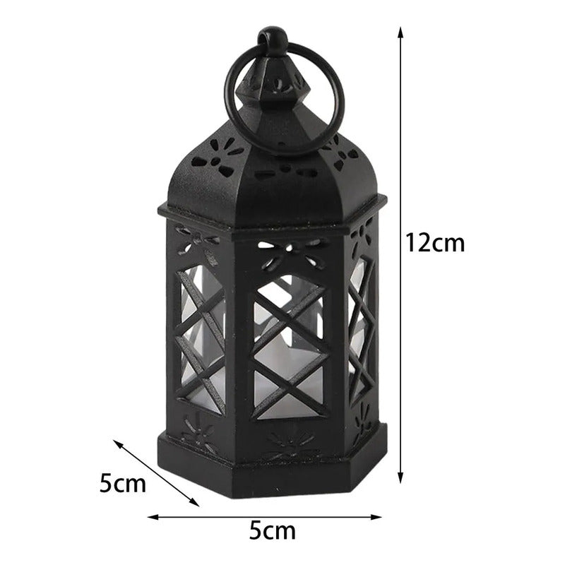 Linterna De Farol Con Vela Retro Negro - Estilo Vintage