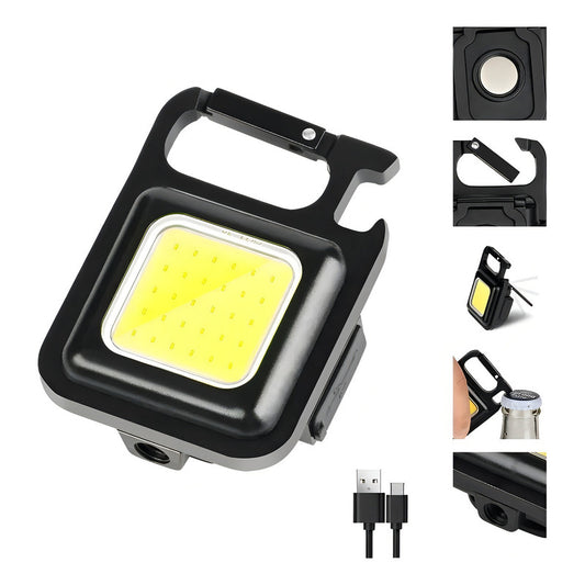Mini Linterna Llavero LED Recargable USB Multifuncional