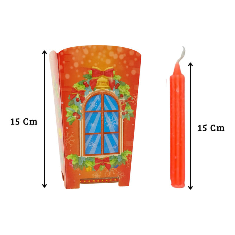 Combo Navideño: 10 Faroles, 10 Velas y 5 Tarjetas Surtidas