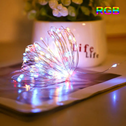Luces Decorativas de Alambre de 10 m con Panel Solar para Navidad