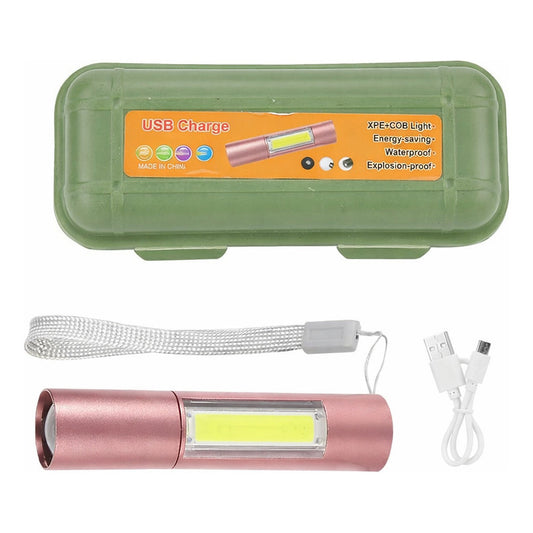 Linterna LED Recargable USB con Estuche Coral Claro