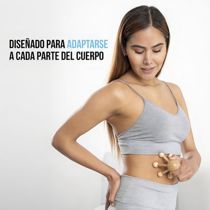 Masajeador de Madera Portátil en Forma de Pulpo