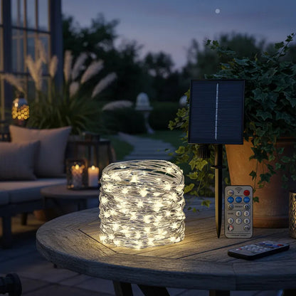Luces Navideñas Solares Lineales 300 LED para Exterior